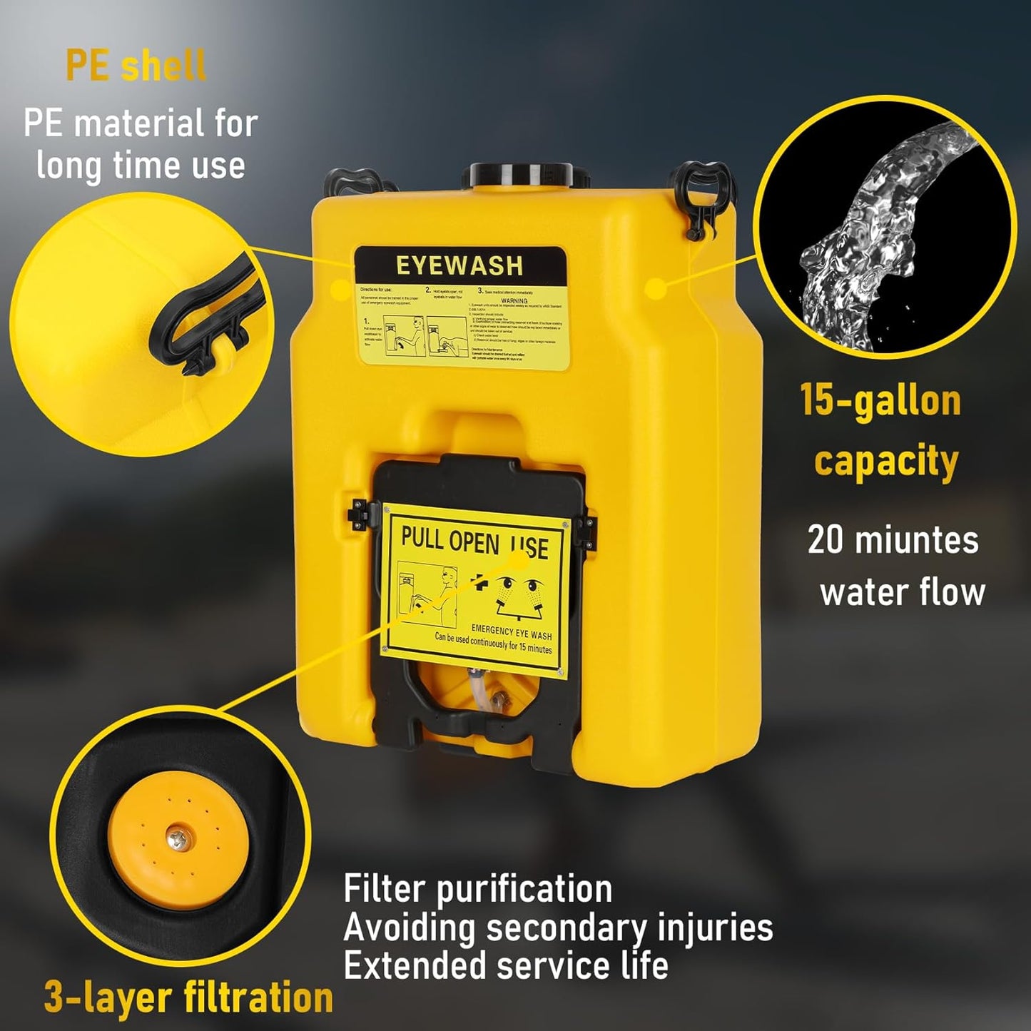 Portable Eyewash Station - 15 Gallon