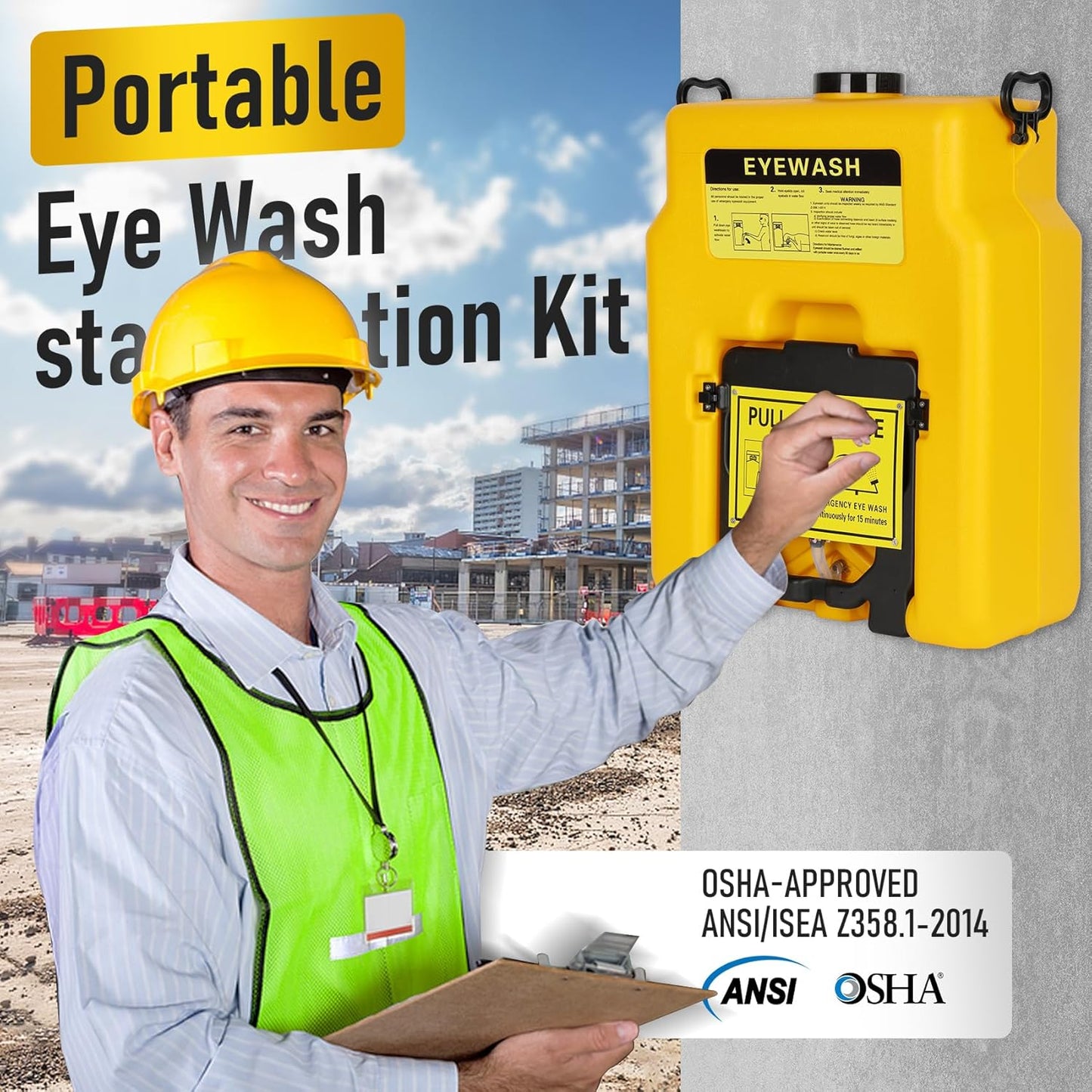 Portable Eyewash Station - 15 Gallon