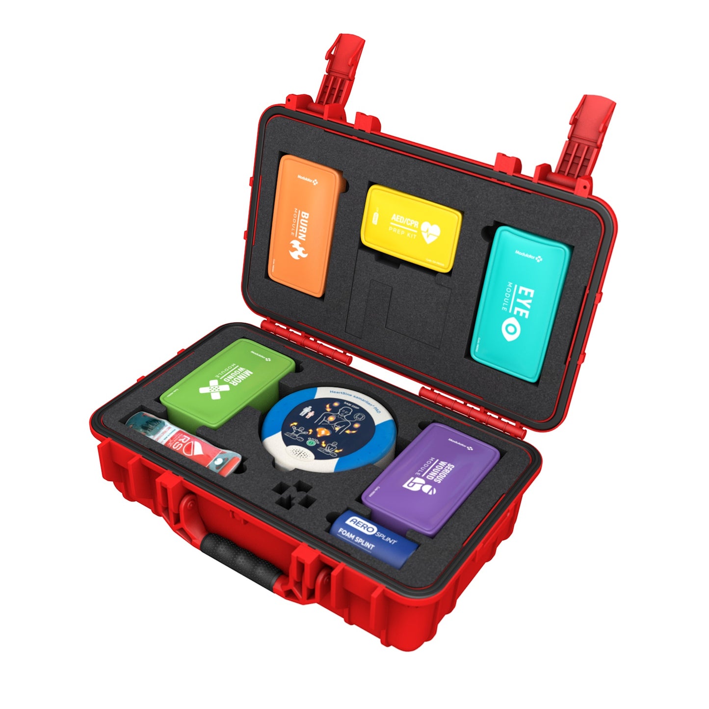 Modulator Trauma Kit with Heartsine 450P AED & Bleed Control – XL Rugged Hard Case
